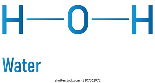 Water H2O molecule. Skeletal formula. Chemical structure