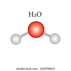 Water H2O Structural Chemical Formula and Molecule Model. Vector Illustration.