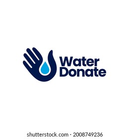 Water Hand Donate Drop Care Donation Logo Vector Icon Illustration