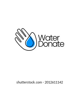 Water Hand Donate Drop Care Donation Wash Clean Logo Vector Icon Illustration