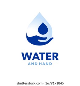 Water and Hand Logo Symbol Flat Modern Illustration