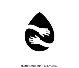 Water and Hand Logo Template, Icon, Symbol - Vector