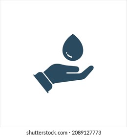water in hand pictogram flat icon style graphic design vector