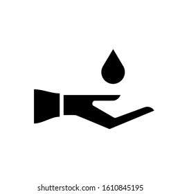 water in hand vector icon , drop water symbol