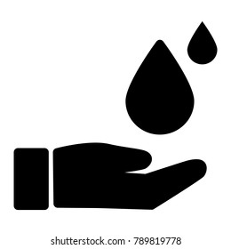 water hand vector line icon, sign, illustration 