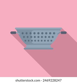 Water handle colander icon flat vector. Sieve metal. Dish tool scoop