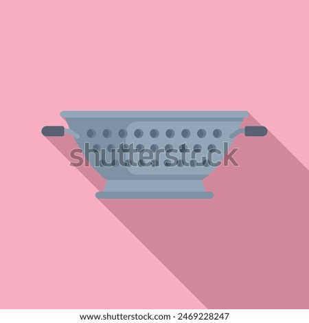 Water handle colander icon flat vector. Sieve metal. Dish tool scoop