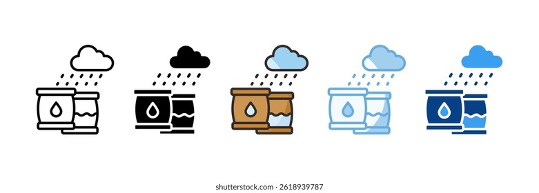 Conjunto de iconos de recolección de agua Colección de estilo múltiple