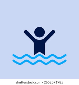 Waarschuwing voor watergevaar. Risico op verdrinking. Veiligheidswaarschuwing voor wateractiviteiten.