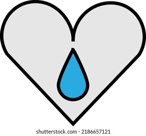 Caída del corazón del agua, ilustración, vector sobre un fondo blanco.