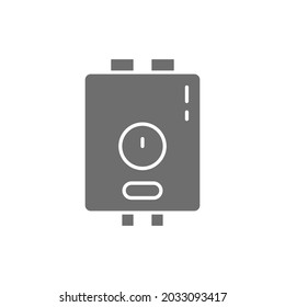 Water heater, boiler grey icon. Isolated on white background