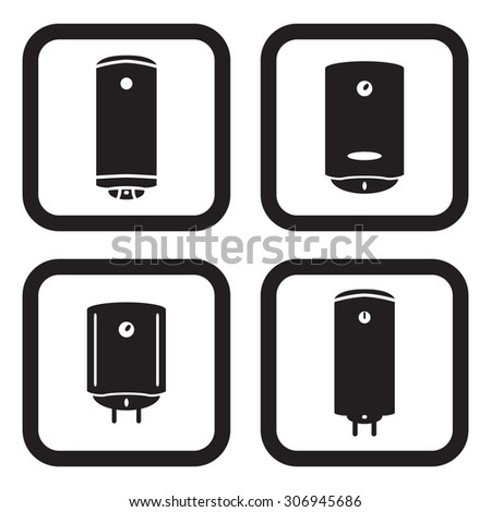 Water heater or boiler icon in four variations