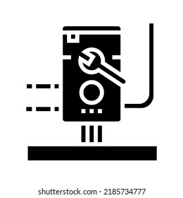 water heater boiler installing glyph icon vector. water heater boiler installing sign. isolated symbol illustration