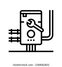 water heater boiler installing line icon vector. water heater boiler installing sign. isolated contour symbol black illustration