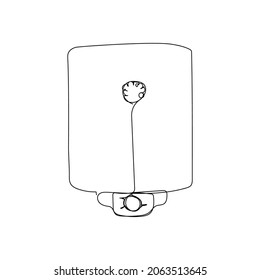 Dibujo continuo del calentador de agua. Una línea de arte de electrodomésticos, baño, calentador de agua, calefacción, caldera.