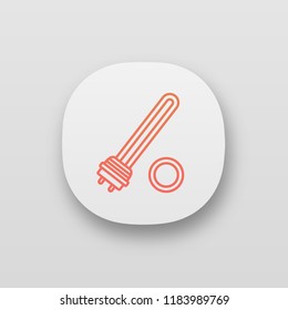 Water heater element app icon. Immersion heater. Electric heating element. UI/UX user interface. Web or mobile application. Vector isolated illustration