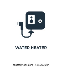 Water heater icon. Black filled vector illustration. Water heater symbol on white background. Can be used in web and mobile.