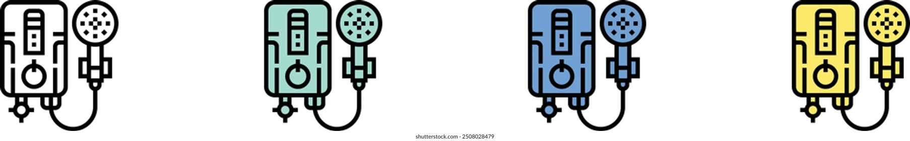 water heater icon. Outline, Green, Blue and Yellow Style Design Isolated On White Background
