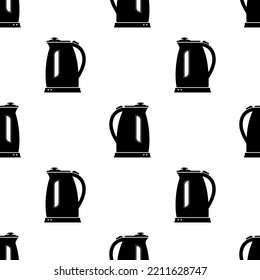 Water Heater Kettle Icon Seamless Pattern, Electric Water Boiler Vector Art Illustration