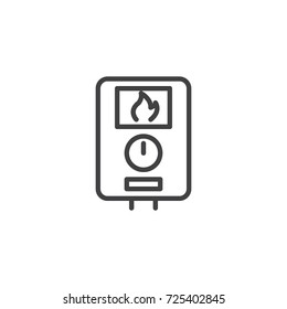 Water heater line icon, outline vector sign, linear style pictogram isolated on white. Symbol, logo illustration. Editable stroke