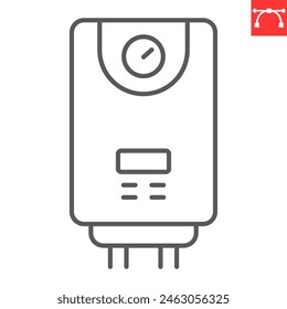 Water heater line icon, plumbing service and house device, boiler vector icon, vector graphics, editable stroke outline sign, eps 10.