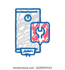 aquecedor de água reparação ícone doodle esboço vetor. aquecedor de água sinal de reparação. ilustração símbolo isolado
