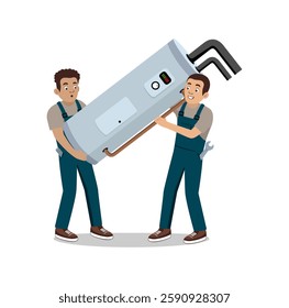 Water Heater Service Technician Cartoon Character Design Illustration vector eps format suitable for your design needs logo illustration animation etc