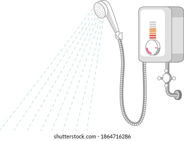 Water heater with shower isolated on white background illustration