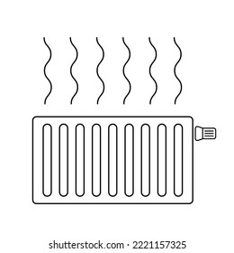 Ilustración vectorial de la línea del radiador de calentamiento de agua. Icono para equipos de calefacción en casa.