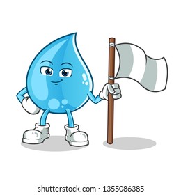water holding flag mascot vector cartoon illustration