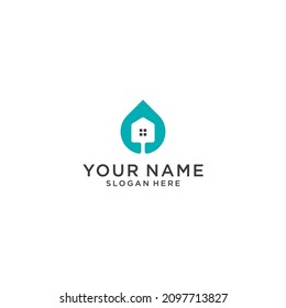 water and home combination logo design vector illustration