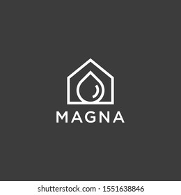 water home linear logotype. drop, construction, vector