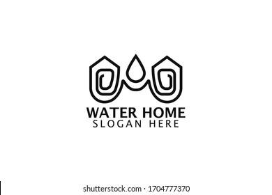 water home logo vector concept with line art, simple, and elegant styles on white background