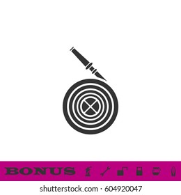 Water hose icon flat. Black pictogram on white background. Vector illustration symbol and bonus button