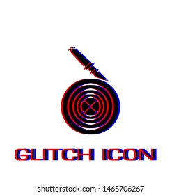 Water hose icon flat. Simple pictogram - Glitch effect. Vector illustration symbol