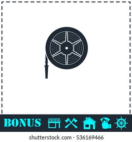 Water hose icon flat. Simple vector symbol and bonus icon