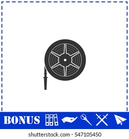 Water hose icon flat. Simple vector symbol and bonus icon