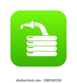 Water hose icon green vector isolated on white background