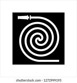 Water Hose Icon, Water Hose With Nozzle Icon Vector Art Illustration