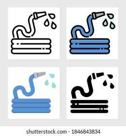 Water hose icon vector design in filled, thin line, outline and flat style.