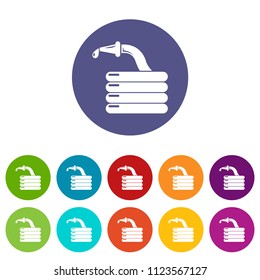 Water hose icons color set vector for any web design on white background