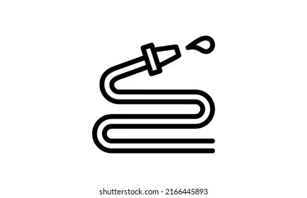 water hose vector icon minimalist design out line style  with white background