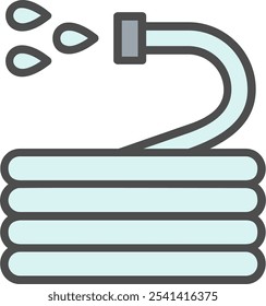 Water HoseVector Icon Outline Filled Style