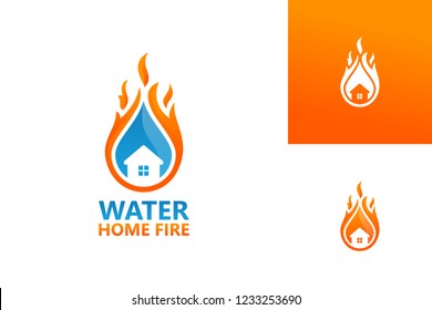 Water House Fire Logo Template Design Vector, Emblem, Design Concept, Creative Symbol, Icon