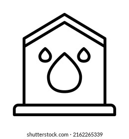 Water House Icon. Line Art Style Design Isolated On White Background