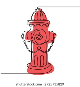 Water hydrant one line drawing. Water hydrant single line illustration. Water hydrant minimalist line art. Water hydrant vector art