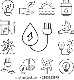 Water, Hydro Energy Icon In A Collection With Other Items