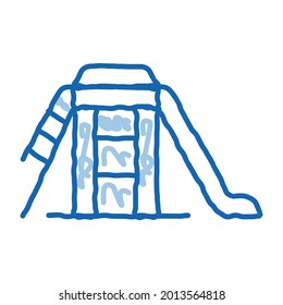 vector de icono de esbozo de hidroparque acuático. Señal de hidroparque de agua de la línea de doodle azul dibujada a mano. ilustración de símbolo aislado