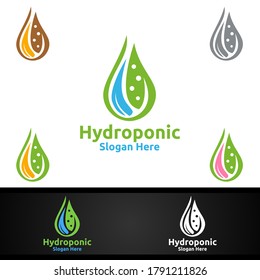 Water Hydroponic Botanical Gardener Logo Design