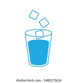 water with ice cube icon vector